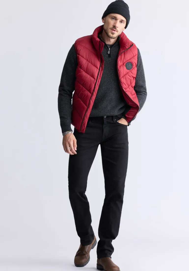 Davies Men's Puffer Vest, Chilli - OBMEF007