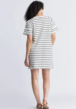 Delfina Women's Striped T-Shirt Dress, White & Black - KD0006S