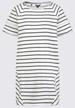 Delfina Women's Striped T-Shirt Dress, White & Black - KD0006S