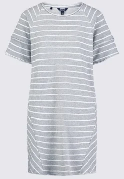 Delfina Women's Striped T-Shirt Dress, Grey & White - KD0006S