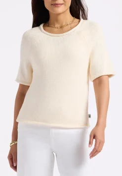 Devora Women’s Light Knit Short-Sleeve Sweater, Parchment - SW0115P