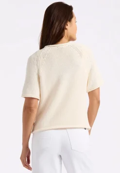 Devora Women’s Light Knit Short-Sleeve Sweater, Parchment - SW0115P