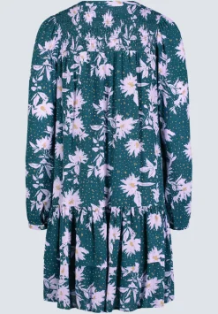 Dovie Women's Floral-Print Long-Sleeve Tiered Short Dress, Green & Purple - WD0057F