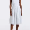 Drea Women's Tank Dress with Eyelet Embroidered Skirt, White - WD0067P