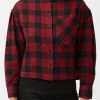 Ellera Women's Long-sleeve Plaid Shirt, Black & Red - WT0069F
