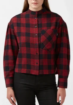Ellera Women's Long-sleeve Plaid Shirt, Black & Red - WT0069F