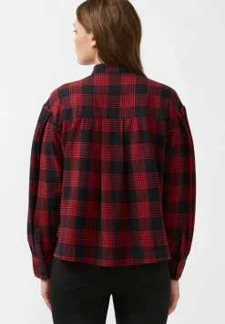 Ellera Women's Long-sleeve Plaid Shirt, Black & Red - WT0069F