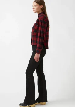Ellera Women's Long-sleeve Plaid Shirt, Black & Red - WT0069F