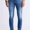 Evan-X Denim Men’s Slim Straight Leg Jeans, Medium Blue