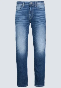 Evan-X Denim Men’s Slim Straight Leg Jeans, Medium Blue