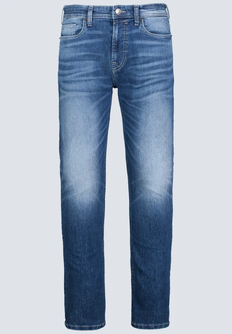 Evan-X Denim Men’s Slim Straight Leg Jeans, Medium Blue