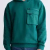 Fabio Men's Hooded Sweatshirt with Chest Pocket, Forest Green - BM24393