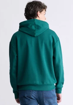 Fabio Men's Hooded Sweatshirt with Chest Pocket, Forest Green - BM24393