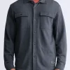 Fabion Men's Lightweight Button-Up Shacket, Grey - BPM14114