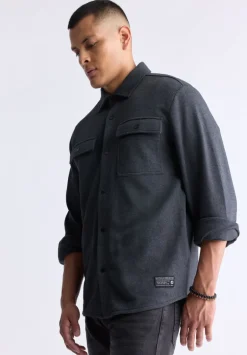 Fabion Men's Lightweight Button-Up Shacket, Grey - BPM14114