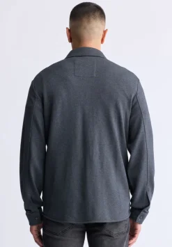 Fabion Men's Lightweight Button-Up Shacket, Grey - BPM14114
