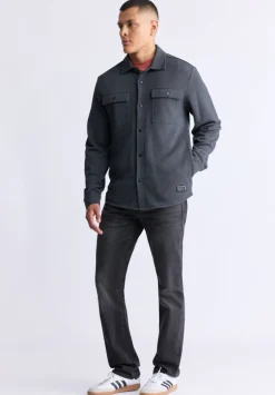 Fabion Men's Lightweight Button-Up Shacket, Grey - BPM14114
