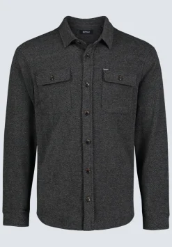 Fabion Men's Lightweight Button-Up Shacket, Grey - BPM14114