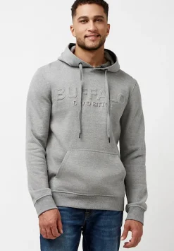 Fadol Men's Embossed Logo Hooded Sweatshirt, Light Heather Grey - BPM13610V
