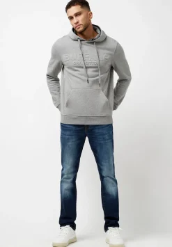 Fadol Men's Embossed Logo Hooded Sweatshirt, Light Heather Grey - BPM13610V