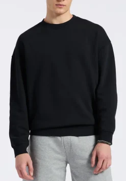 Famke Men's Relaxed Crewneck Sweatshirt, Black - BM24541