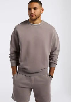 Famke Men's Relaxed Crewneck Sweatshirt, Driftwood Brown - BM24541