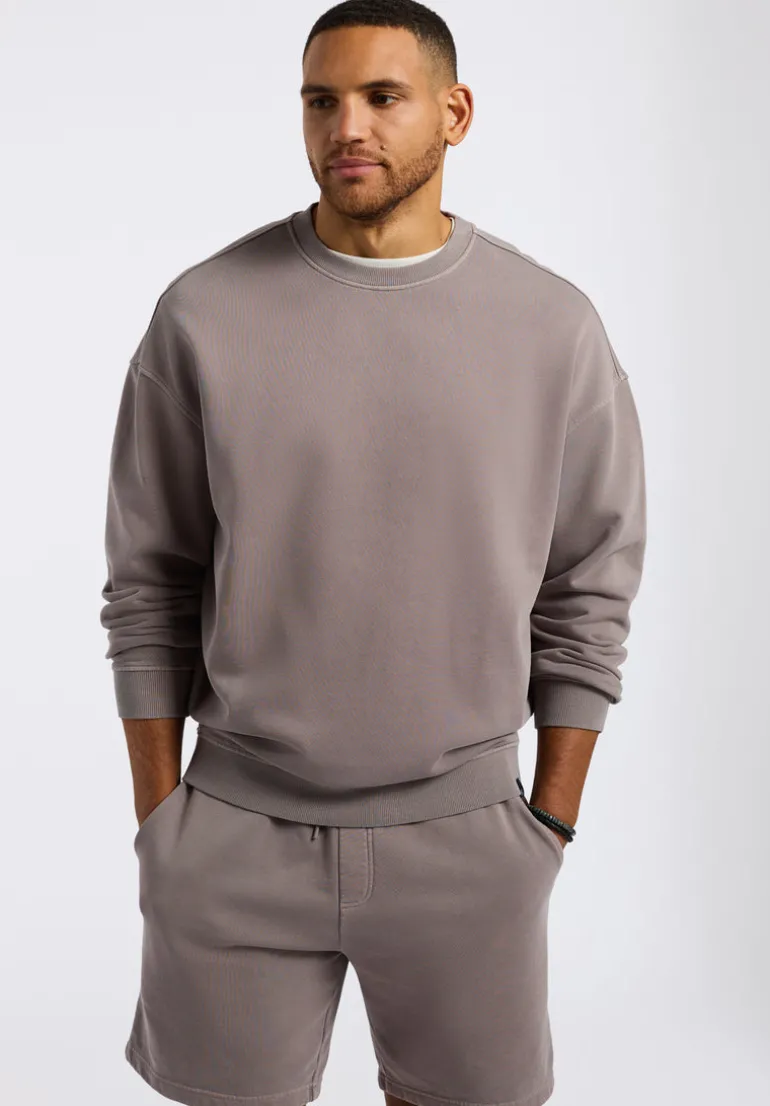 Famke Men's Relaxed Crewneck Sweatshirt, Driftwood Brown - BM24541