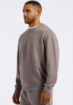 Famke Men's Relaxed Crewneck Sweatshirt, Driftwood Brown - BM24541