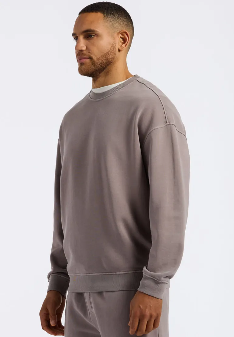 Famke Men's Relaxed Crewneck Sweatshirt, Driftwood Brown - BM24541