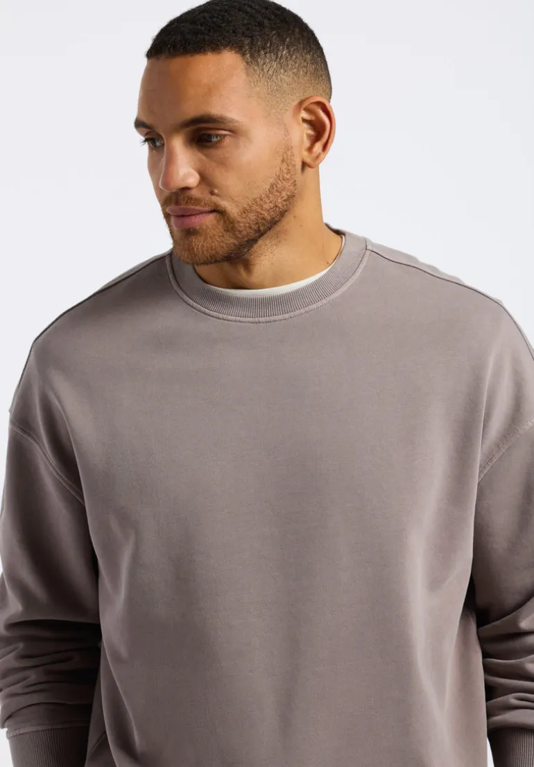 Famke Men's Relaxed Crewneck Sweatshirt, Driftwood Brown - BM24541