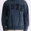 Farhim Men's Hoodie with Textured Appliqué, Midnight Blue - BM24517