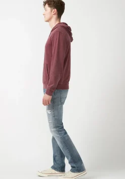 Farman Men’s Lightweight Hooded Sweatshirt, Dark Red - BM24171