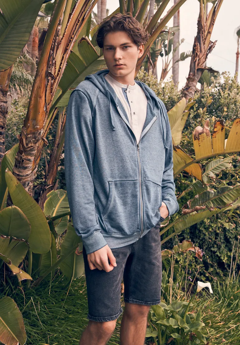 Faseam Men's Hoodie with Front Pocket, Heather Blue - BM24455