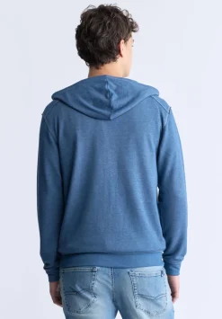 Faseam Men's Hoodie with Front Pocket, Heather Blue - BM24455