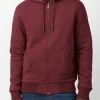 Fasox Men's Zip-Up Hooded Jacket with Sherpa Lining, Oxblood red - BM24161
