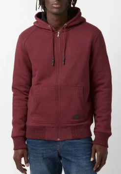 Fasox Men's Zip-Up Hooded Jacket with Sherpa Lining, Oxblood red - BM24161