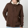 Fasox Men's Zip-Up Hooded Jacket with Sherpa Lining, Chocolate - BM23800