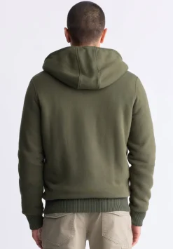 Fasox Men's Zip-Up Hooded Jacket with Sherpa Lining, Fern Green - BM24463