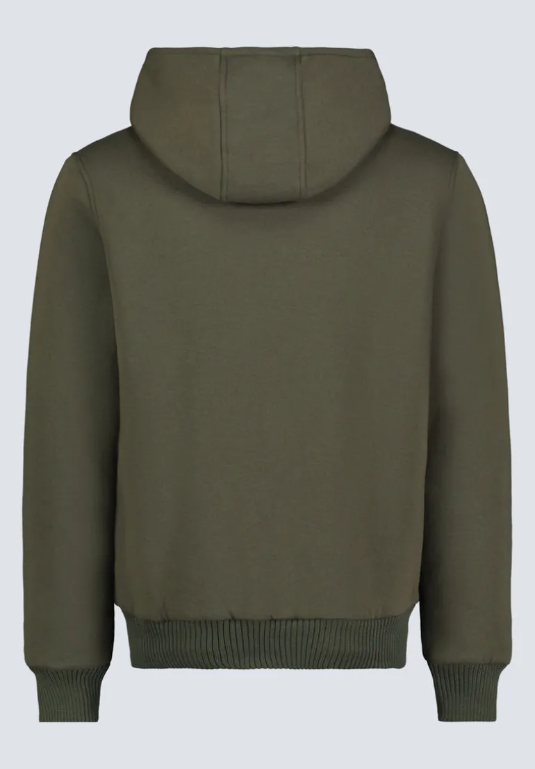 Fasox Men's Zip-Up Hooded Jacket with Sherpa Lining, Fern Green - BM24463