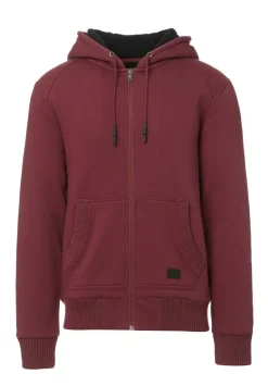 Fasox Men's Zip-Up Hooded Jacket with Sherpa Lining, Oxblood red - BM24161