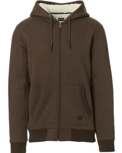Fasox Men's Zip-Up Hooded Jacket with Sherpa Lining, Chocolate - BM23800