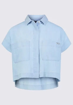 Fenella Women's Short Sleeve Crop Shirt, Blue - WT0088S