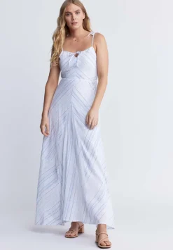 Floriane Women’s Striped Maxi Dress in White - WD0045P