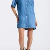 Freida Women's Long-Sleeve Button-Up Shirt Dress, Classic Vintage Blue - WD0069P