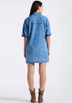 Freida Women's Long-Sleeve Button-Up Shirt Dress, Classic Vintage Blue - WD0069P