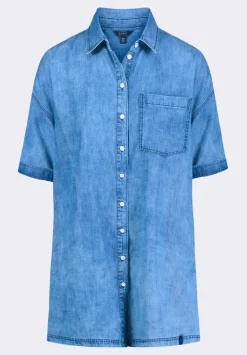 Freida Women's Long-Sleeve Button-Up Shirt Dress, Classic Vintage Blue - WD0069P