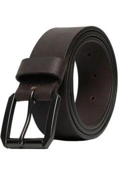Full Grain Brown Buffalo Leather Belt with Blackened Finish - BB1004C13