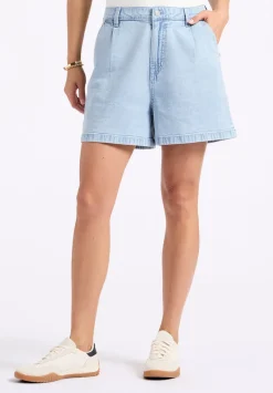 Gaga Women's Casual Denim Shorts, Bleached Blue - BL16073