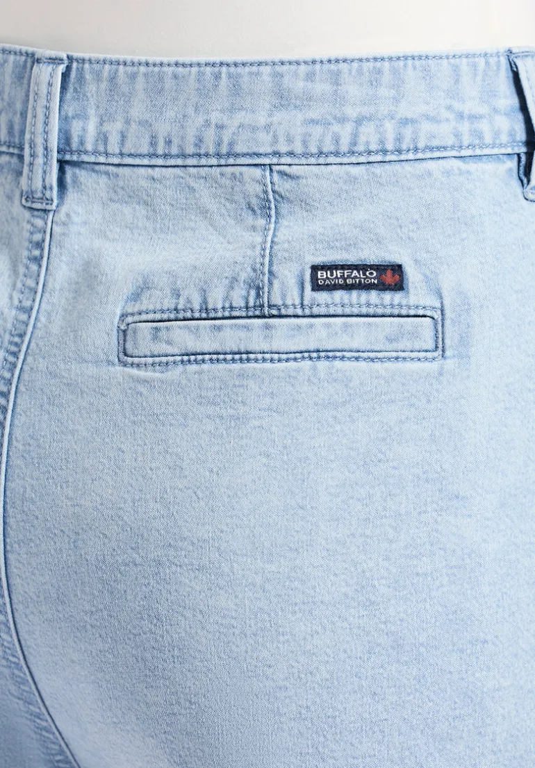 Gaga Women's Casual Denim Shorts, Bleached Blue - BL16073