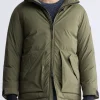 Gavin Men’s Mid-length Two-way Zip-up Classic Parka, Olive green - OBMFP001